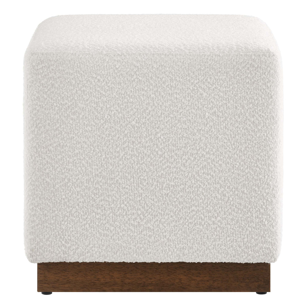 Tilden 17" Square Boucle Upholstered Ottoman in Cloud Walnut