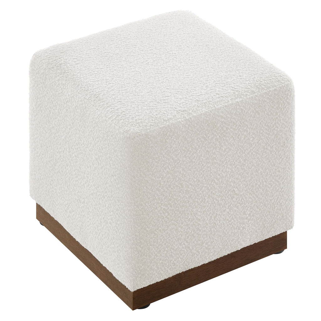 Tilden 17" Square Boucle Upholstered Ottoman in Cloud Walnut