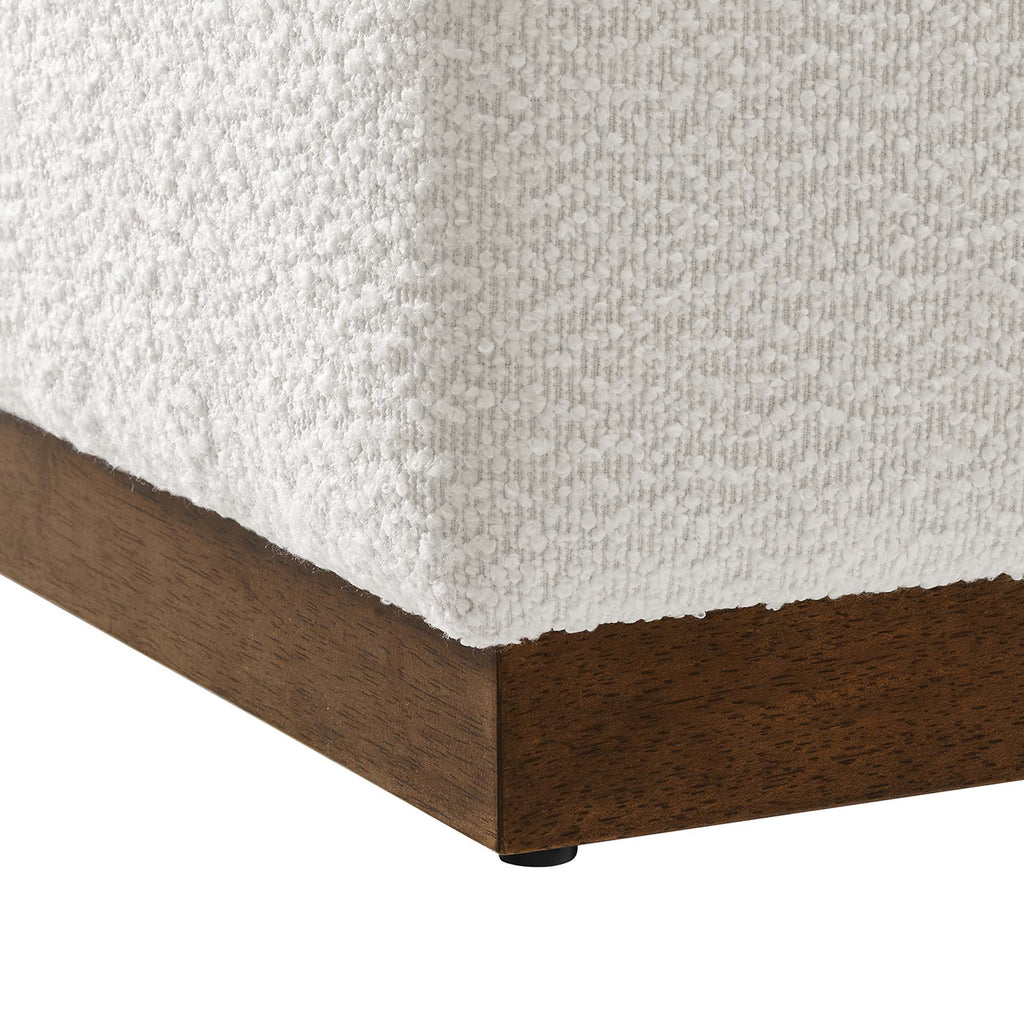 Tilden 17" Square Boucle Upholstered Ottoman in Cloud Walnut
