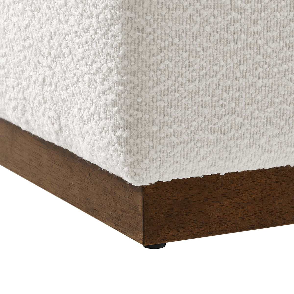 Tilden 17" Square Boucle Upholstered Ottoman in Cloud Walnut