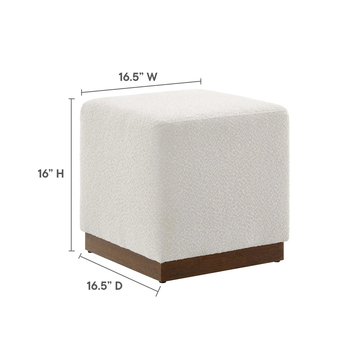 Tilden 17" Square Boucle Upholstered Ottoman in Cloud Walnut