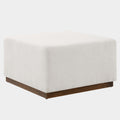 Tilden Large 28" Square Boucle Upholstered Ottoman in Cloud Walnut
