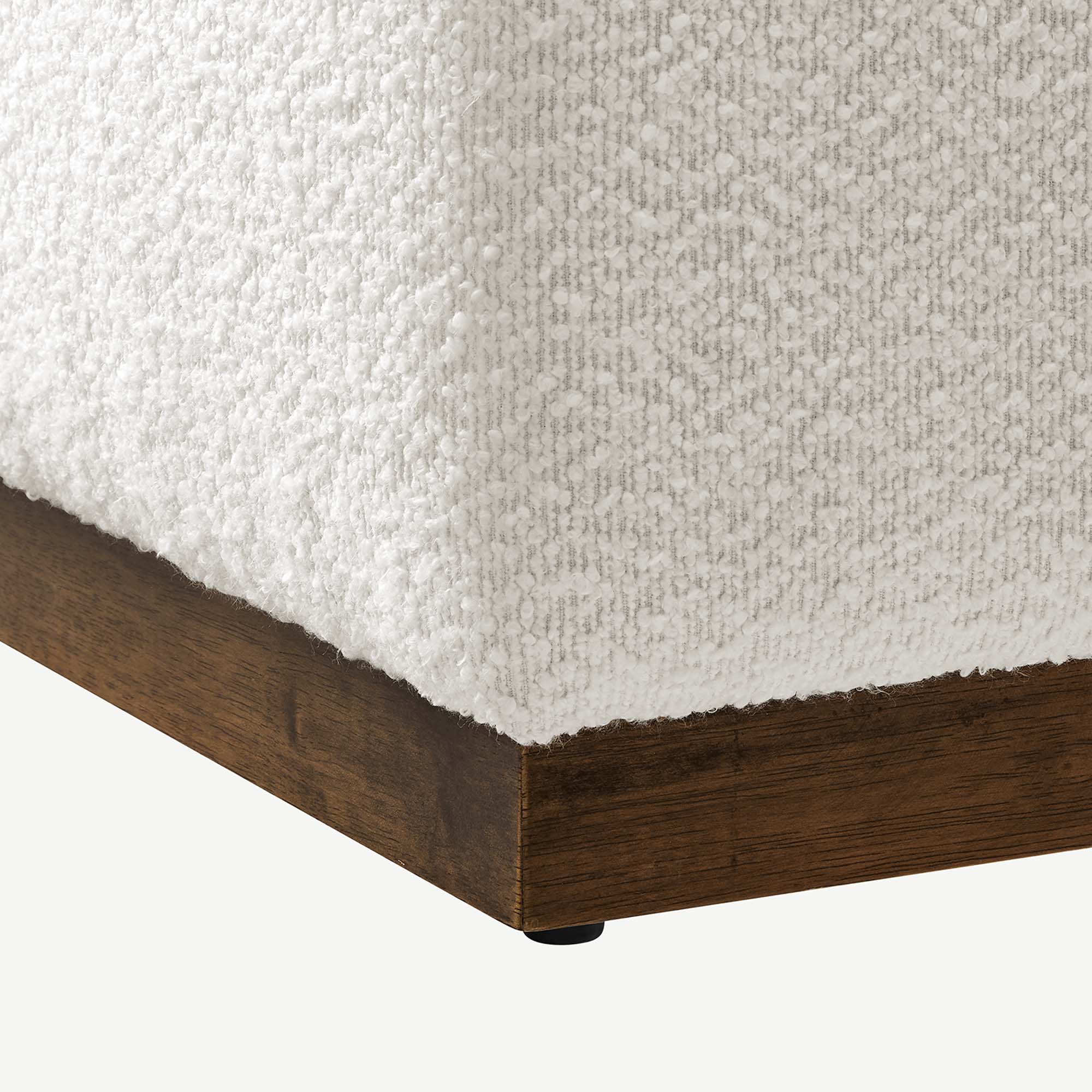Tilden Large 28" Square Boucle Upholstered Ottoman in Cloud Walnut