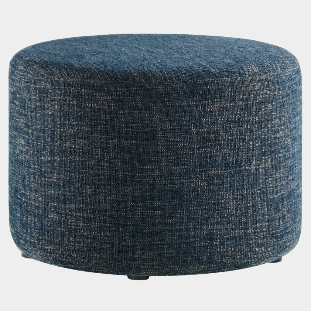 Callum Large 23" Round Woven Heathered Fabric Upholstered Ottoman