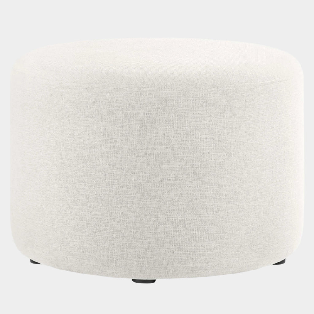 Callum Large 23" Round Woven Heathered Fabric Upholstered Ottoman