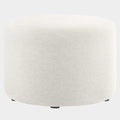 Callum Large 23" Round Woven Heathered Fabric Upholstered Ottoman