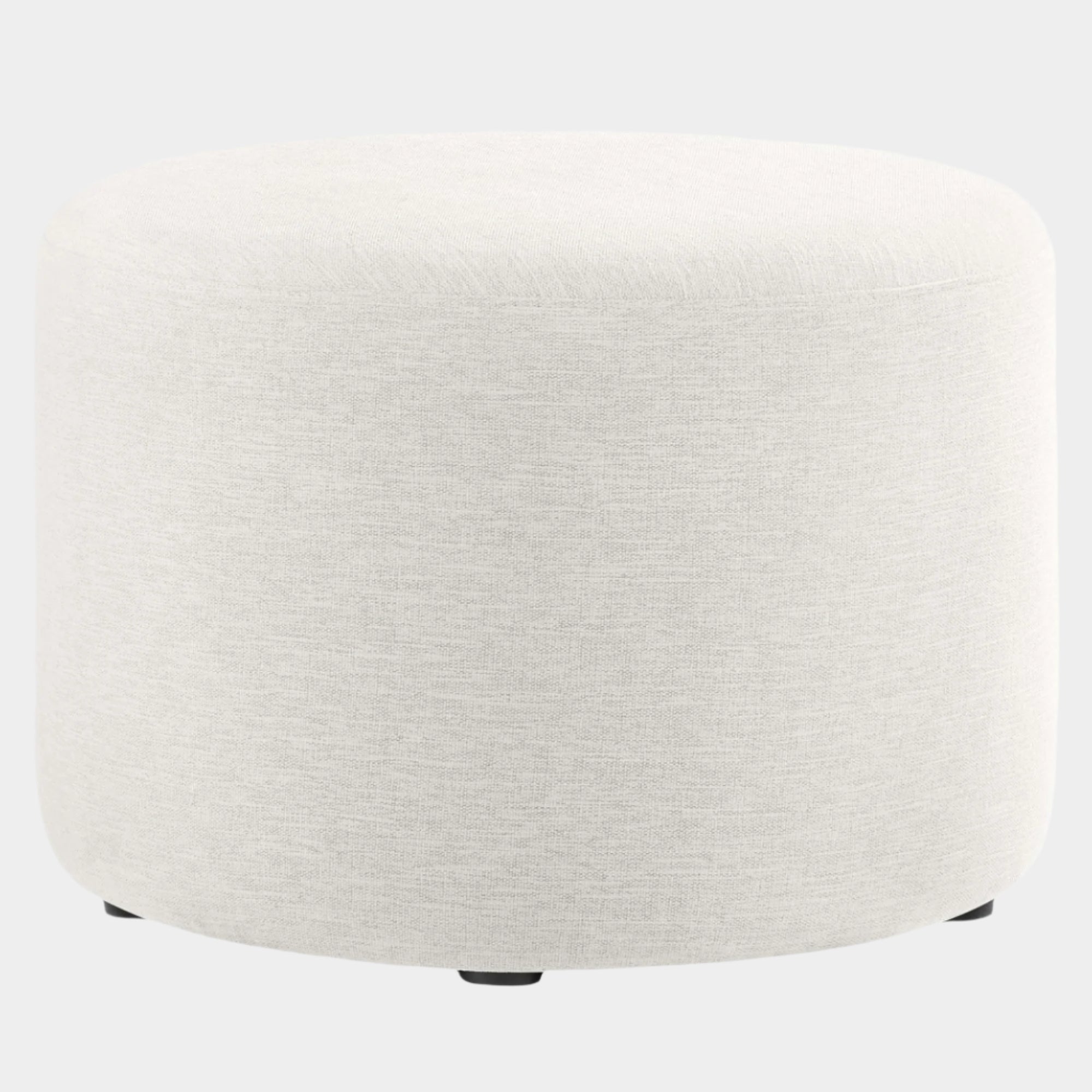 Callum Large 23" Round Woven Heathered Fabric Upholstered Ottoman