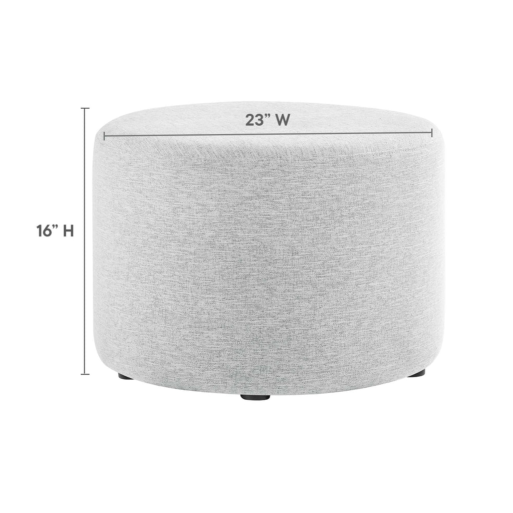 Callum Large 23" Round Woven Heathered Fabric Upholstered Ottoman