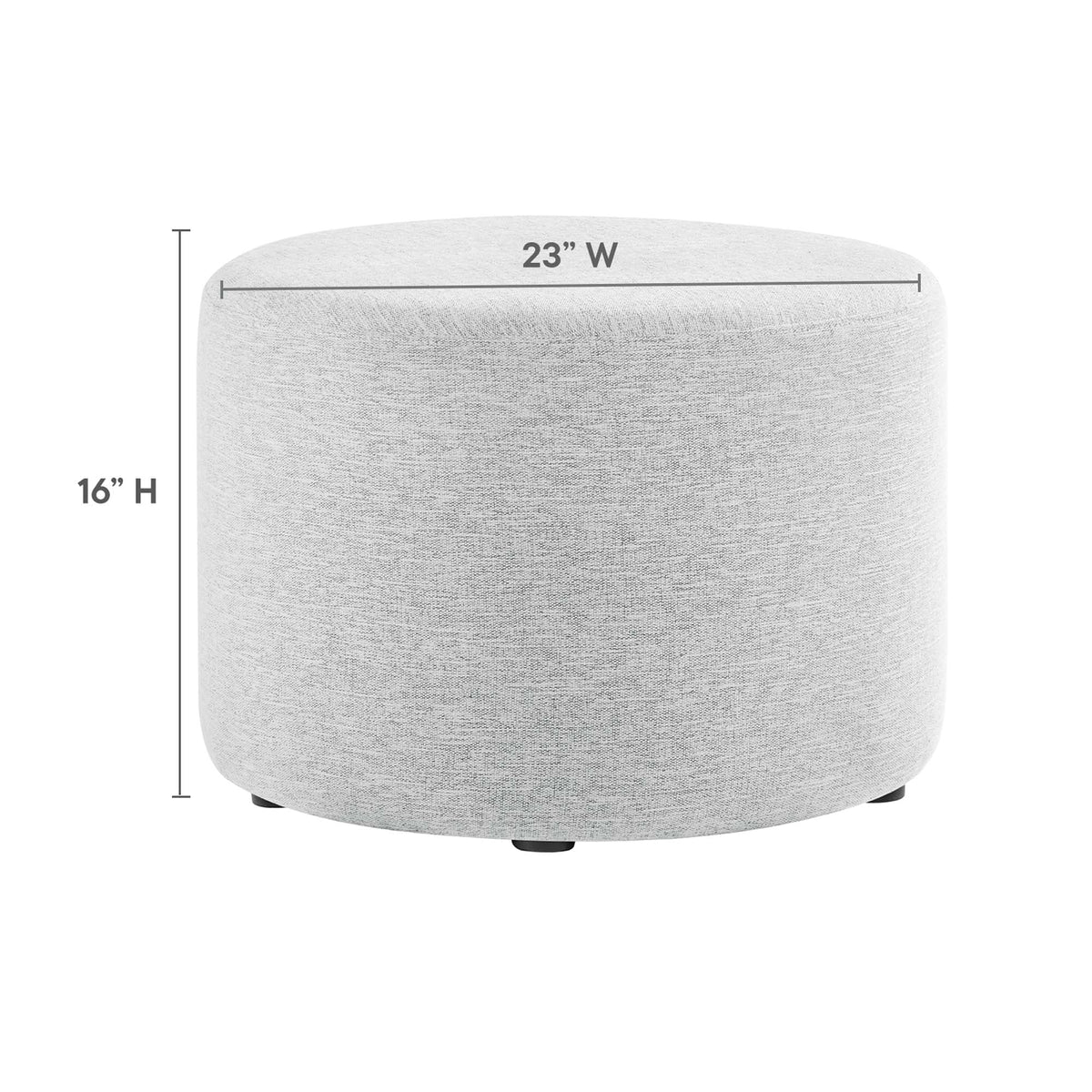 Callum Large 23" Round Woven Heathered Fabric Upholstered Ottoman