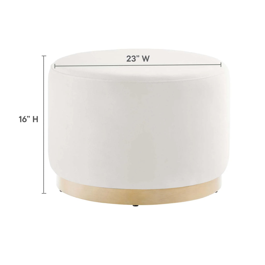 Tilden Large 23" Round Performance Velvet Upholstered Ottoman