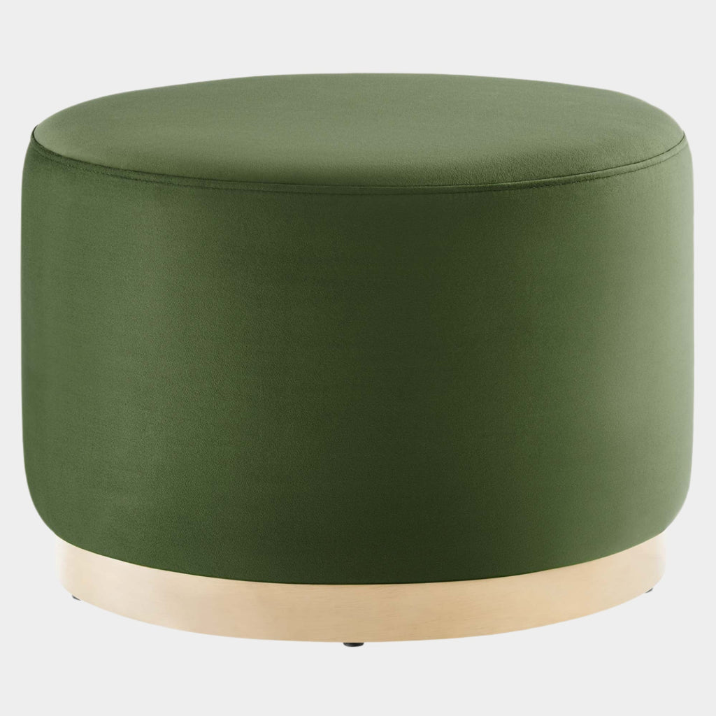 Tilden Large 23" Round Performance Velvet Upholstered Ottoman