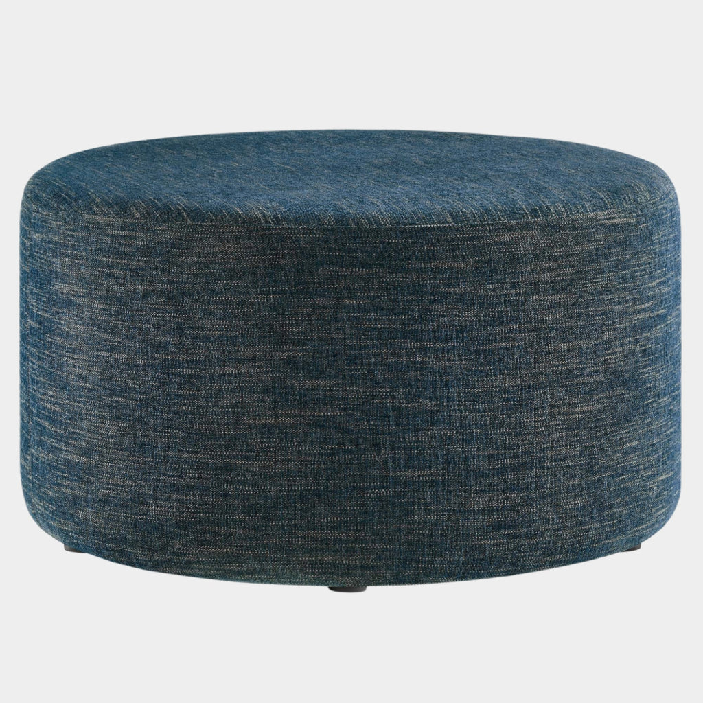 Callum Large 29" Round Woven Heathered Fabric Upholstered Ottoman