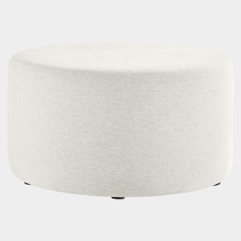 Callum Large 29" Round Woven Heathered Fabric Upholstered Ottoman