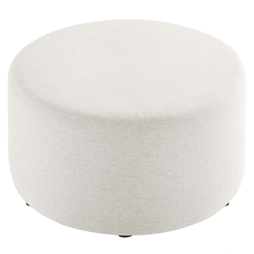 Callum Large 29" Round Woven Heathered Fabric Upholstered Ottoman