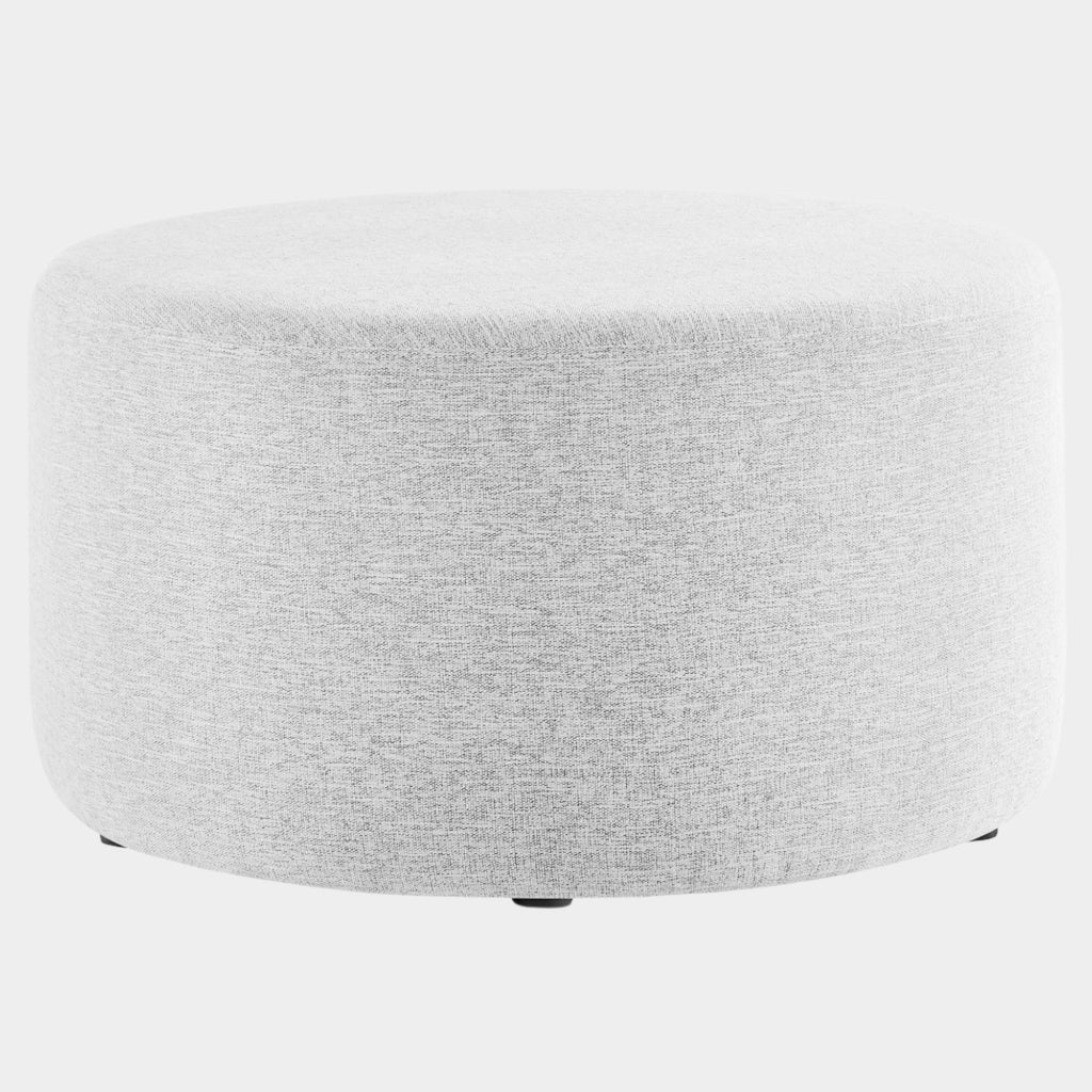 Callum Large 29" Round Woven Heathered Fabric Upholstered Ottoman