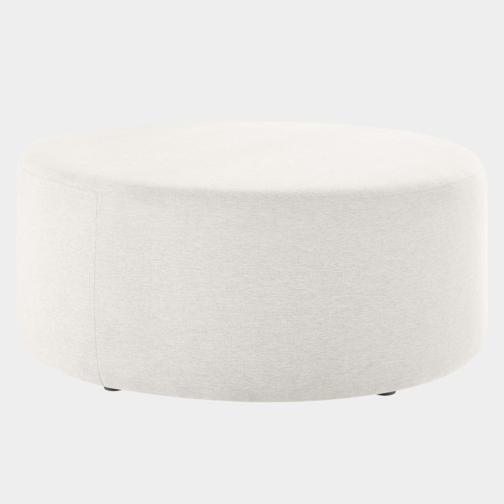 Callum Large 38" Round Woven Heathered Fabric Upholstered Ottoman