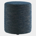 Callum 16" Round Woven Heathered Fabric Upholstered Ottoman in Heathered Weave