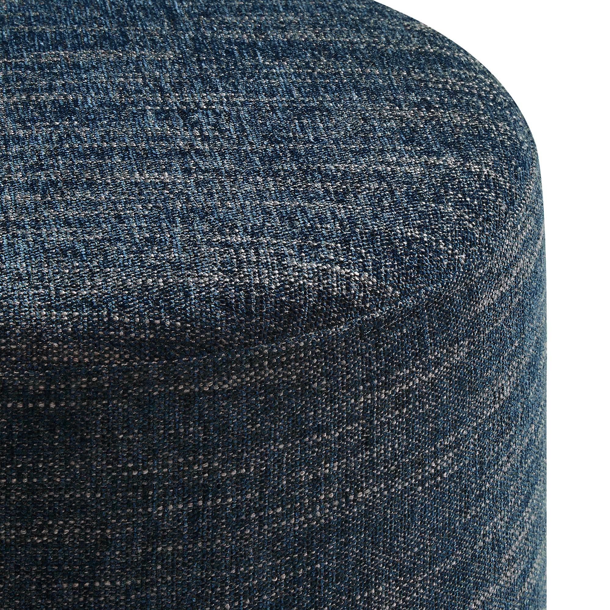 Callum 16" Round Woven Heathered Fabric Upholstered Ottoman in Heathered Weave