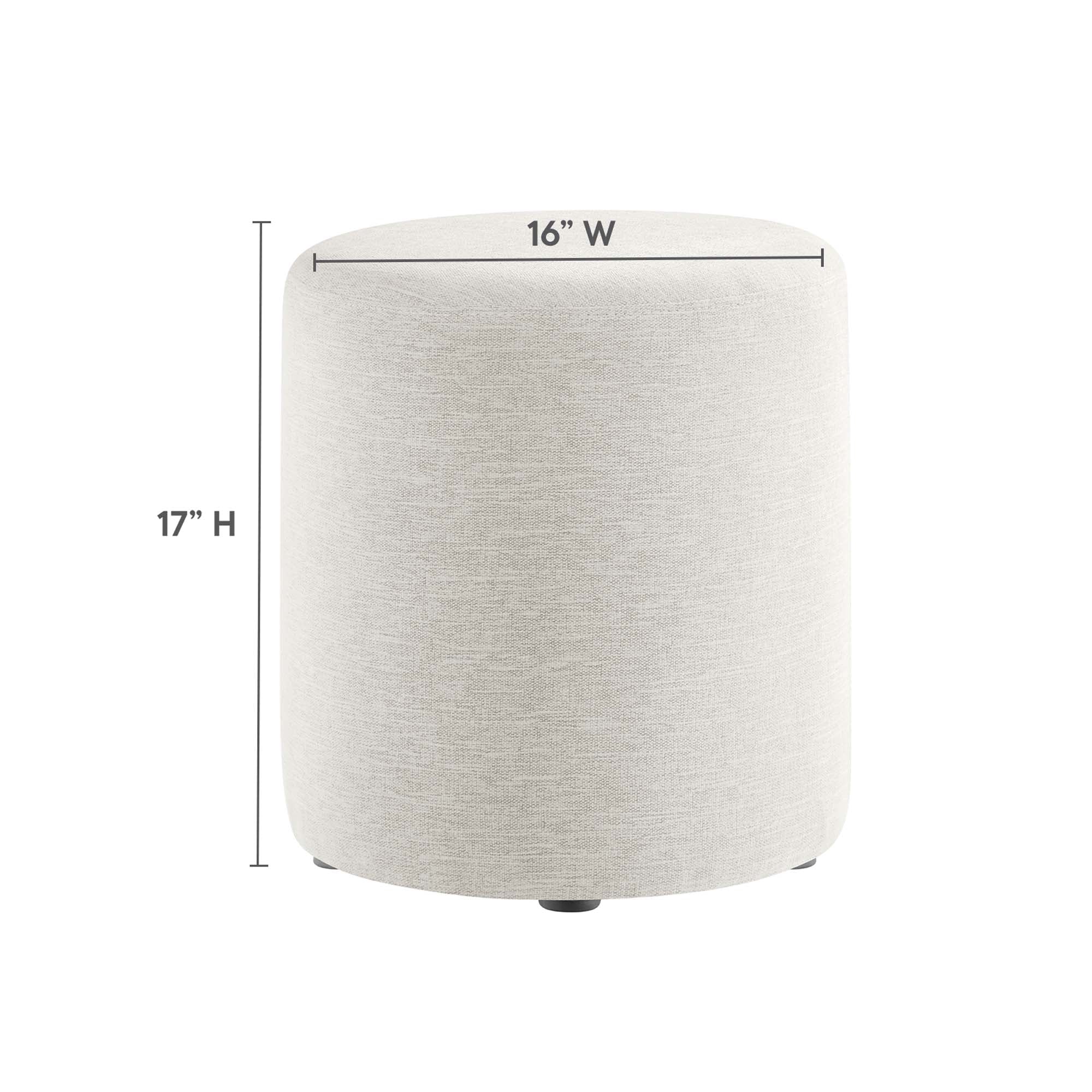Callum 16" Round Woven Heathered Fabric Upholstered Ottoman in Heathered Weave