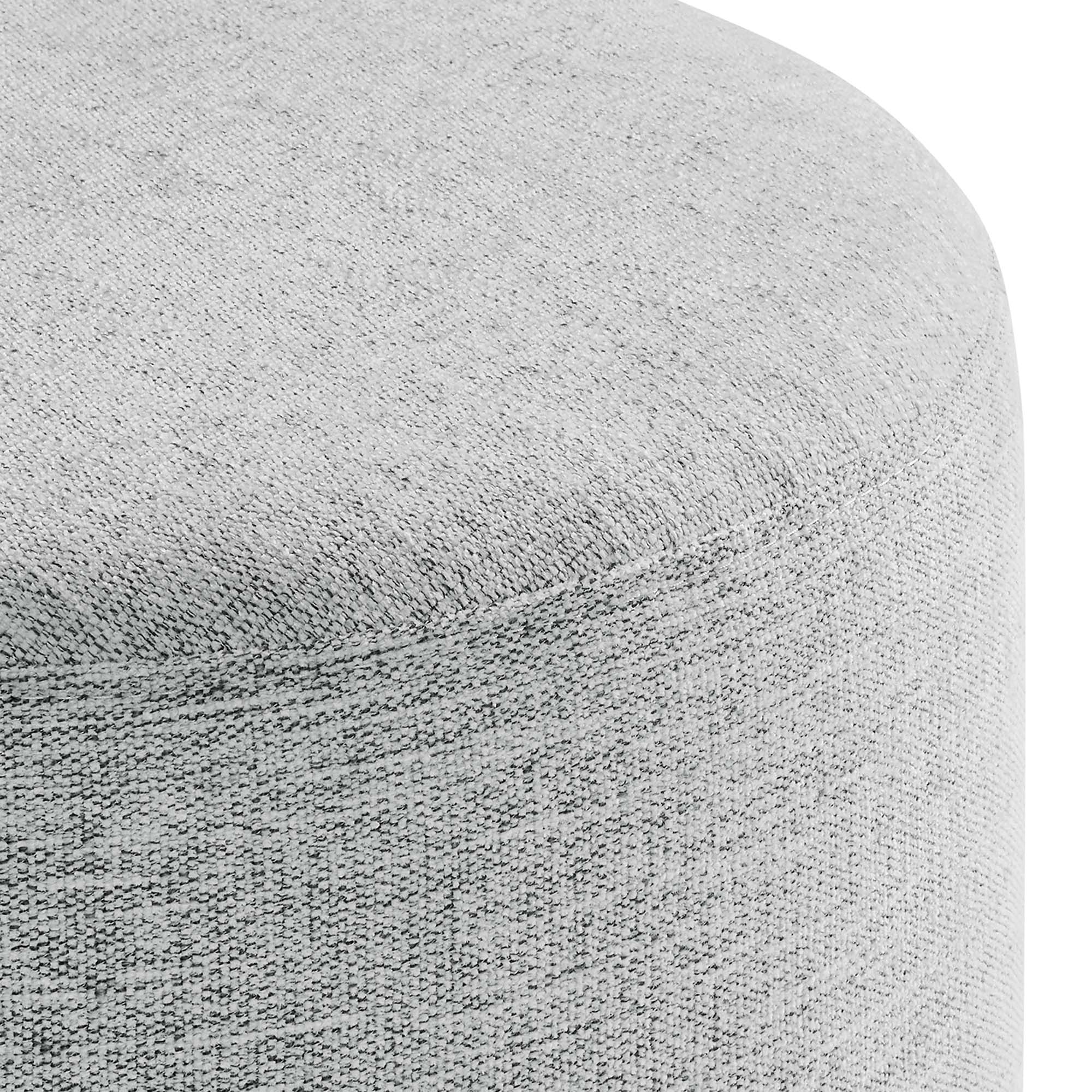 Callum 16" Round Woven Heathered Fabric Upholstered Ottoman in Heathered Weave