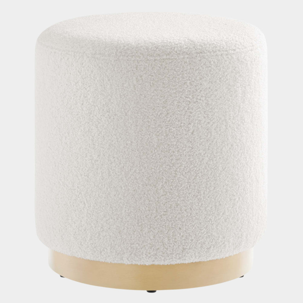 Tilden 16" Round Sherpa Upholstered Ottoman