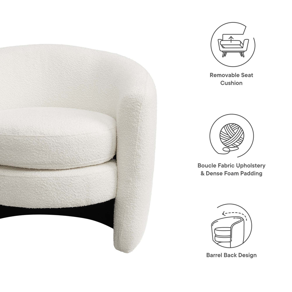 Affinity Upholstered Boucle Fabric Curved Back Armchair