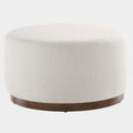 Tilden Large 29" Round Boucle Upholstered Ottoman in Cloud Walnut