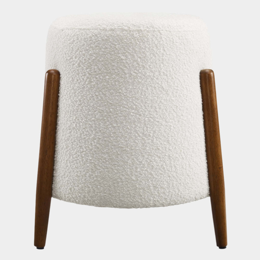 Riven Upholstered Boucle Fabric Ottoman in Cloud
