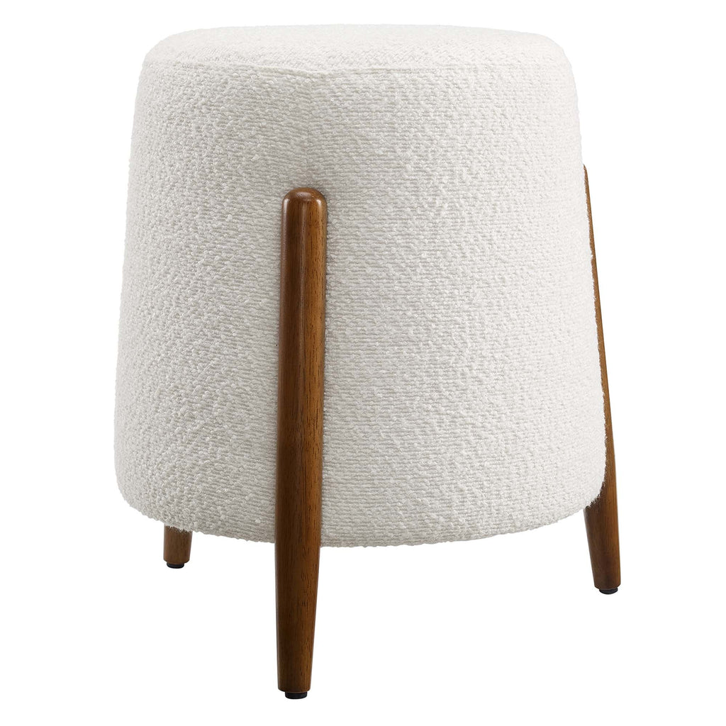 Riven Upholstered Boucle Fabric Ottoman in Cloud