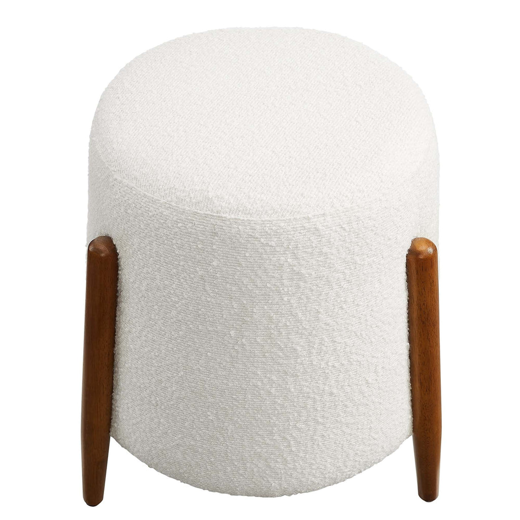 Riven Upholstered Boucle Fabric Ottoman in Cloud