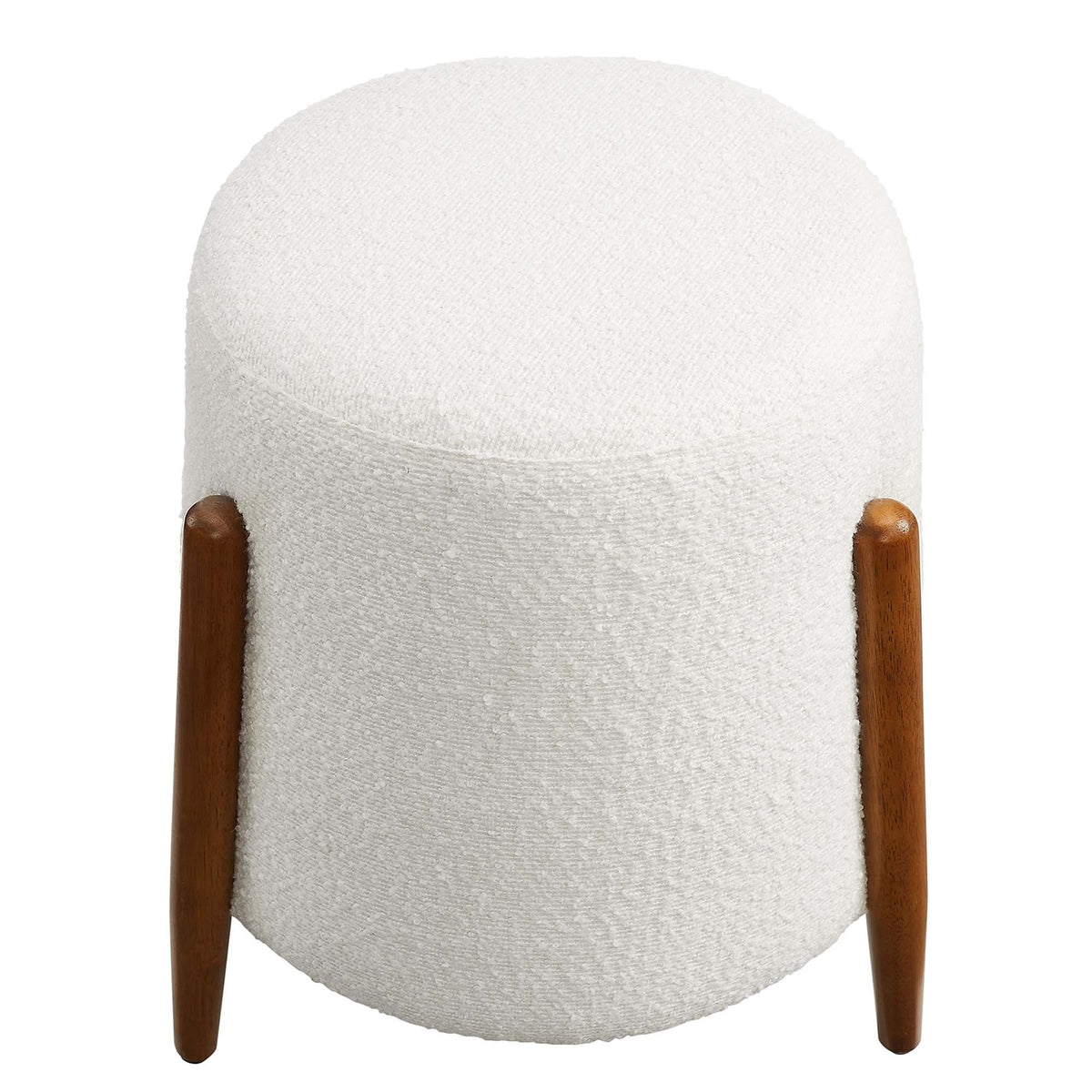 Riven Upholstered Boucle Fabric Ottoman in Cloud