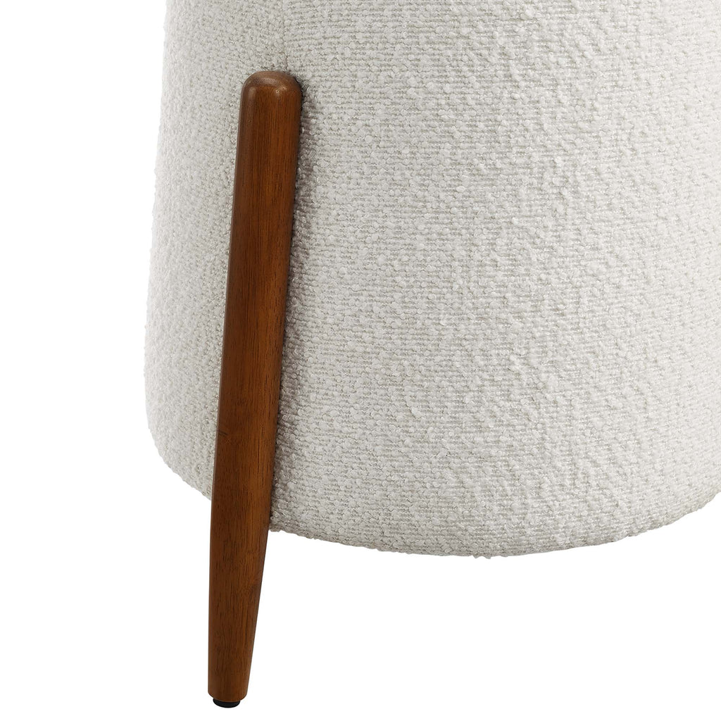 Riven Upholstered Boucle Fabric Ottoman in Cloud
