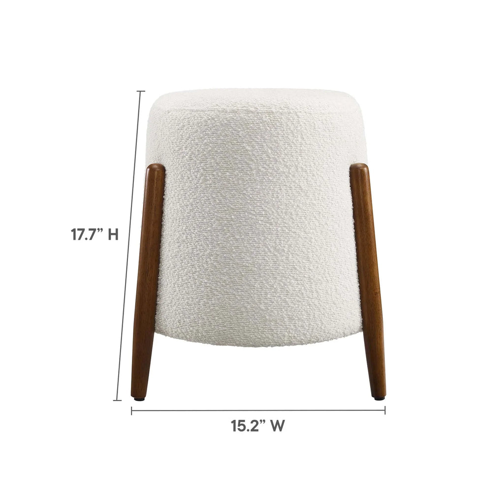 Riven Upholstered Boucle Fabric Ottoman in Cloud