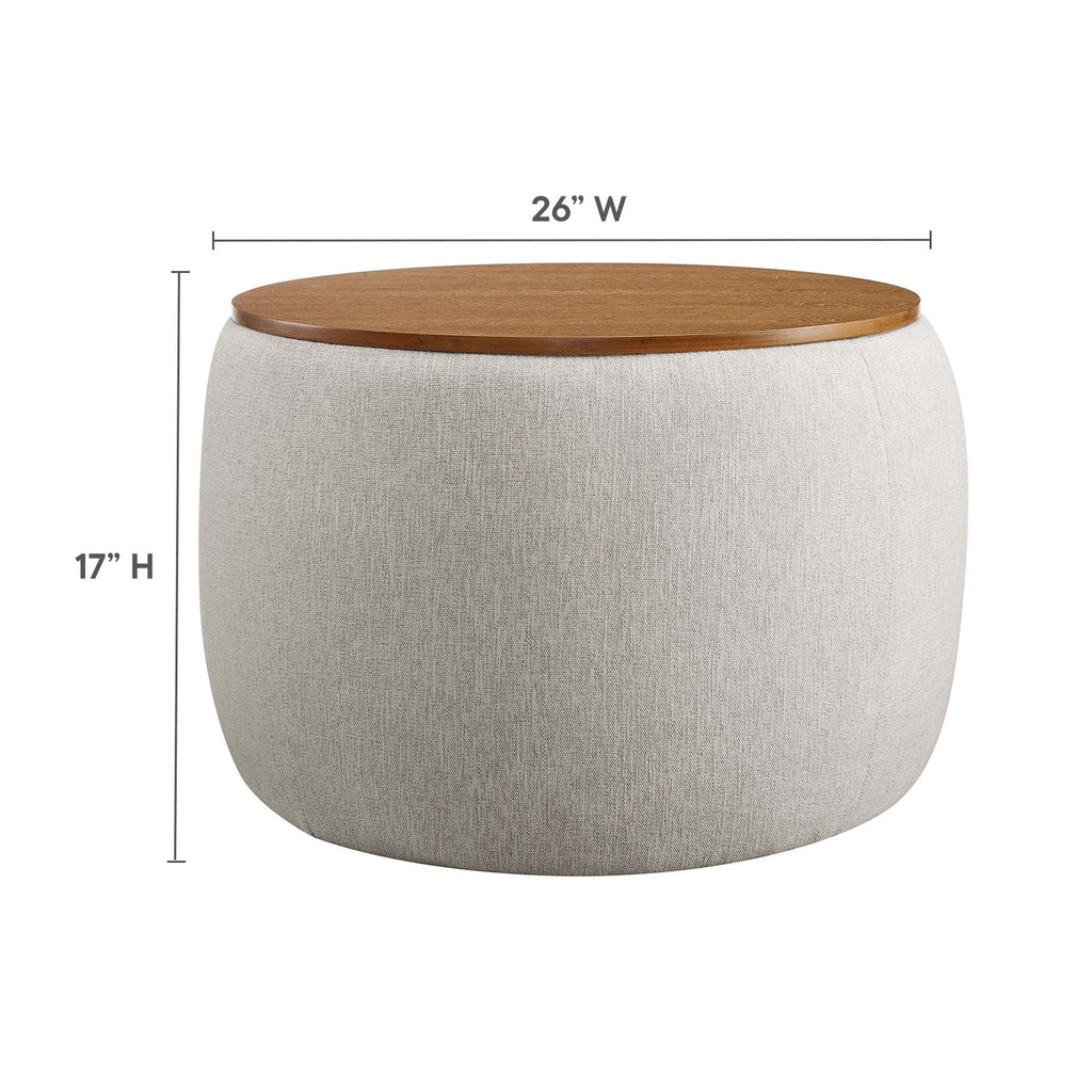 Perla Woven Heathered Fabric Upholstered Storage Ottoman