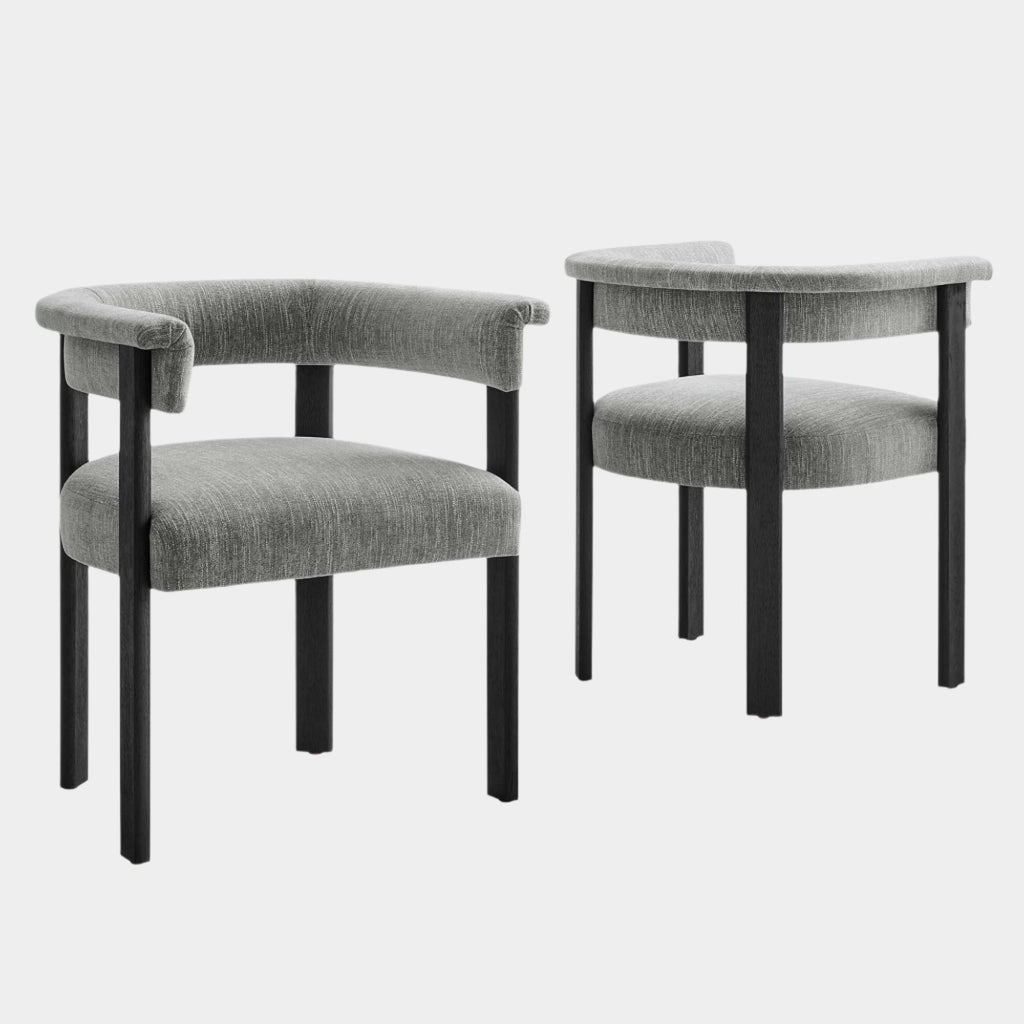 Imogen Fabric Upholstered Barrel Dining Chairs Set of 2
