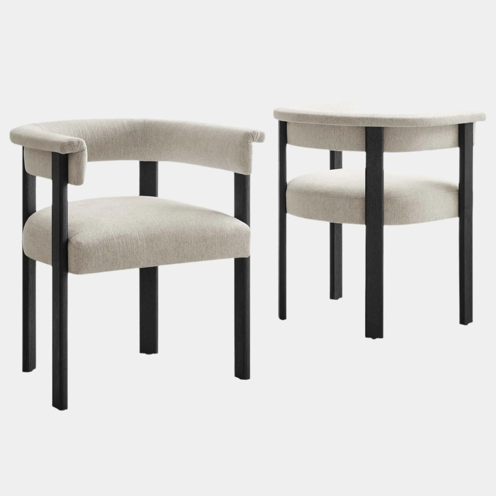 Imogen Fabric Upholstered Barrel Dining Chairs Set of 2