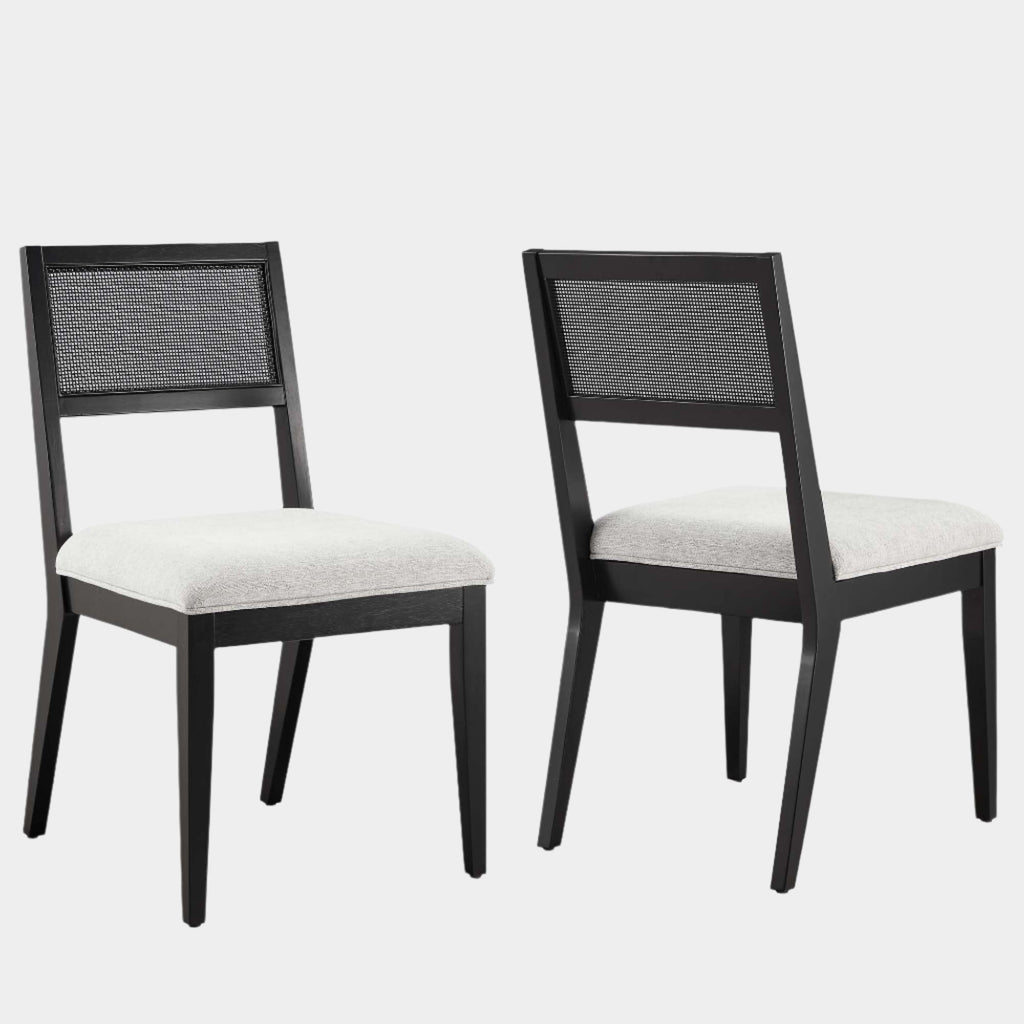 Nimba Faux Rattan Fabric Dining Chairs Set of 2