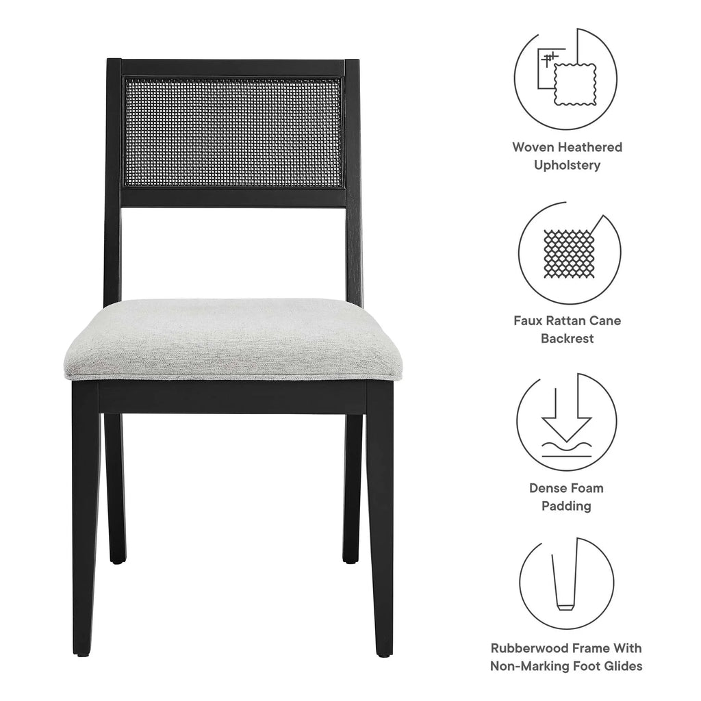 Nimba Faux Rattan Fabric Dining Chairs Set of 2