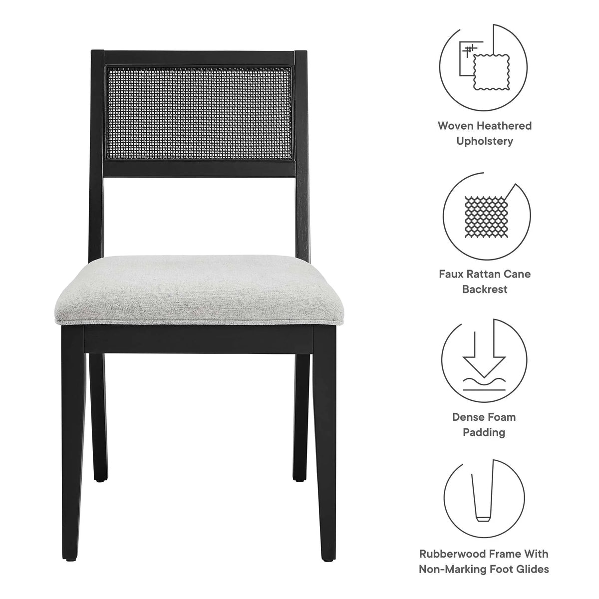 Nimba Faux Rattan Fabric Dining Chairs Set of 2