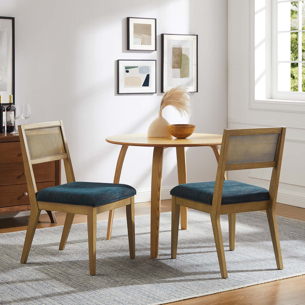 Nimba Faux Rattan Fabric Dining Chairs Set of 2