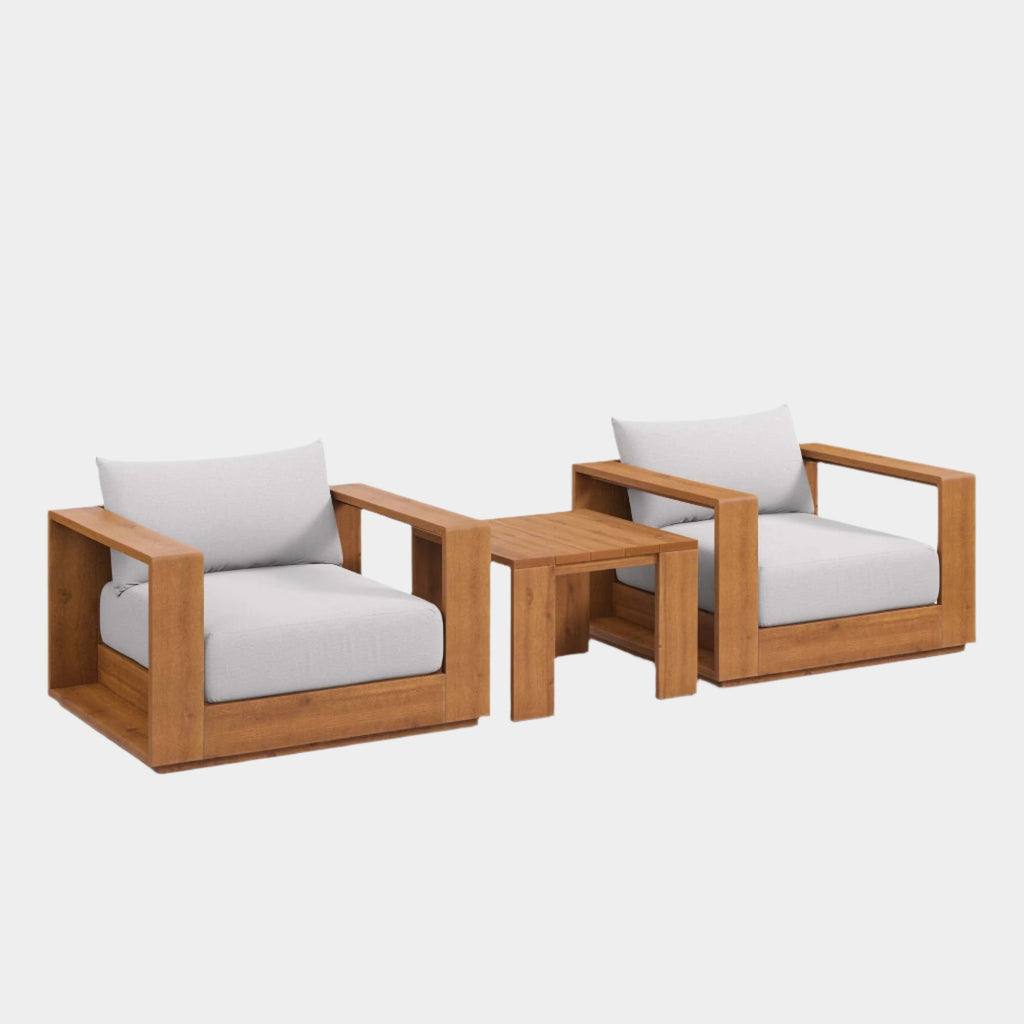 Tahoe 3-Piece Outdoor Patio Acacia Wood Furniture Set