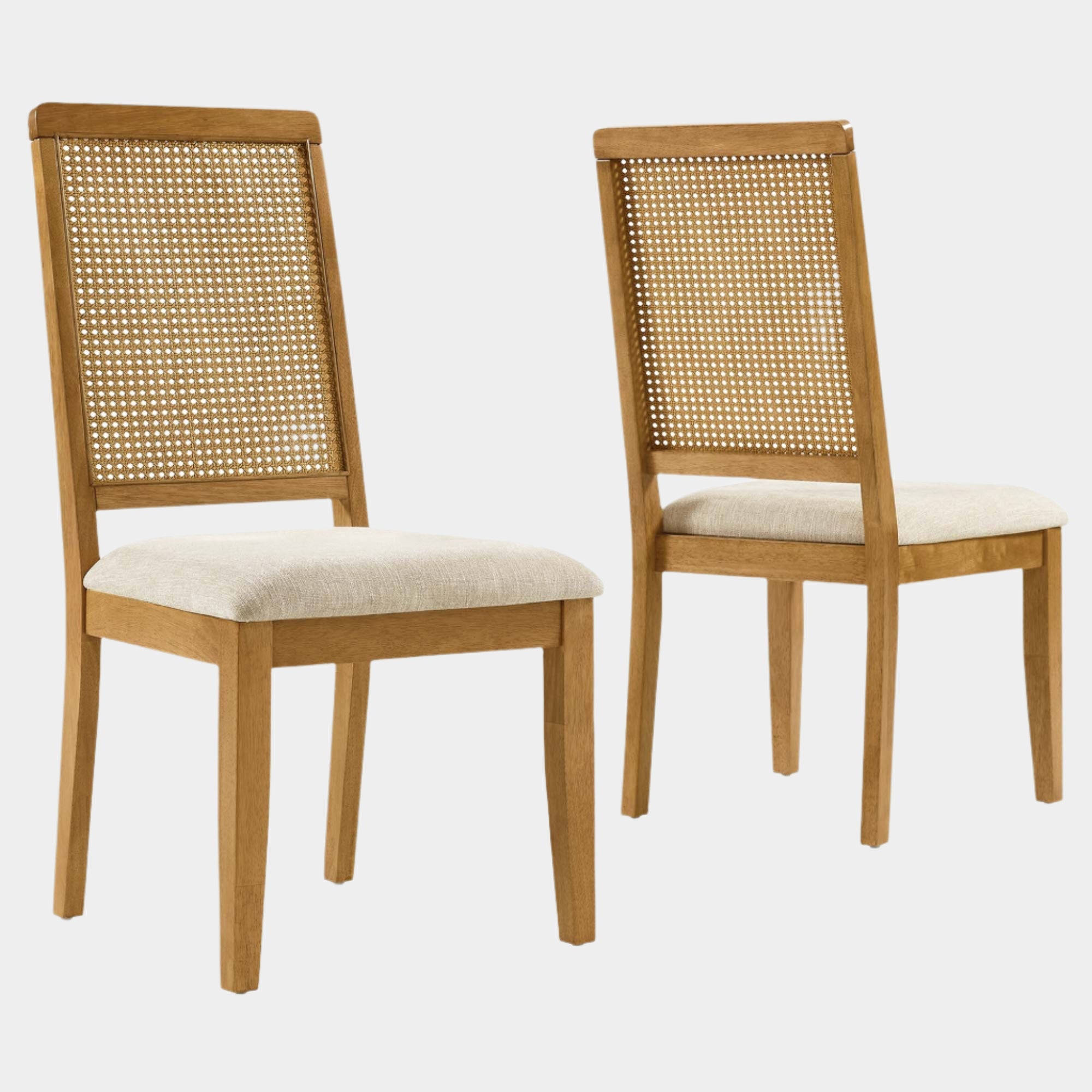 Arlo Faux Rattan and Wood Dining Side Chairs Set of 2