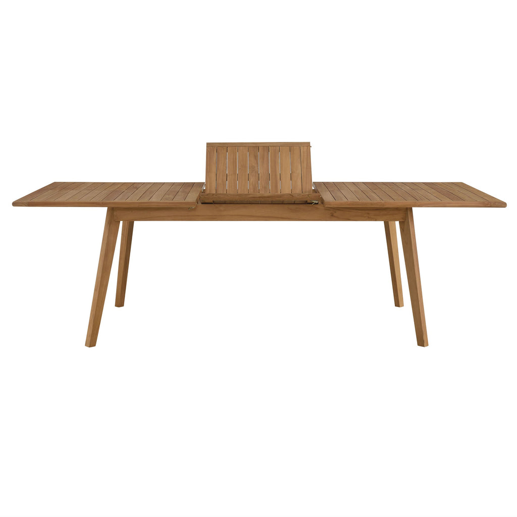 Vienna Outdoor Patio Teak Wood Extendable Dining Table in Natural