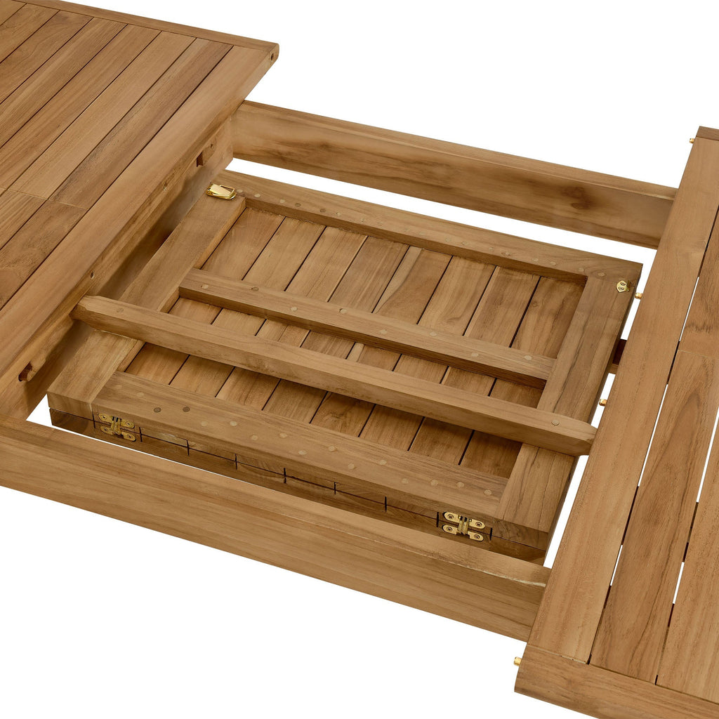 Vienna Outdoor Patio Teak Wood Extendable Dining Table in Natural