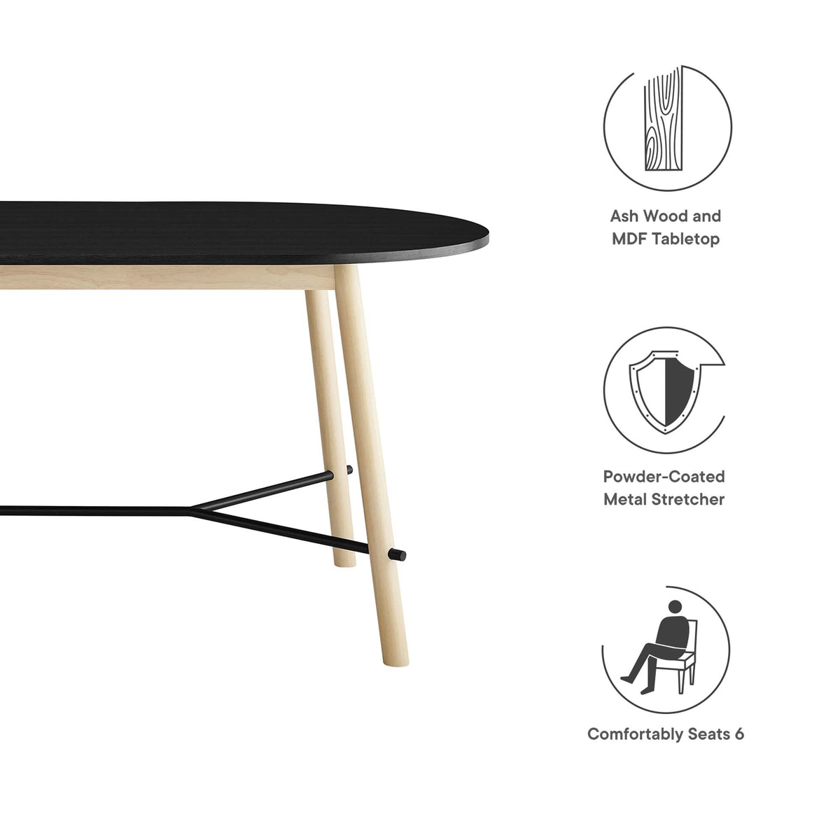 Infuse 71" Wood Grain Dining Table in Black Oak