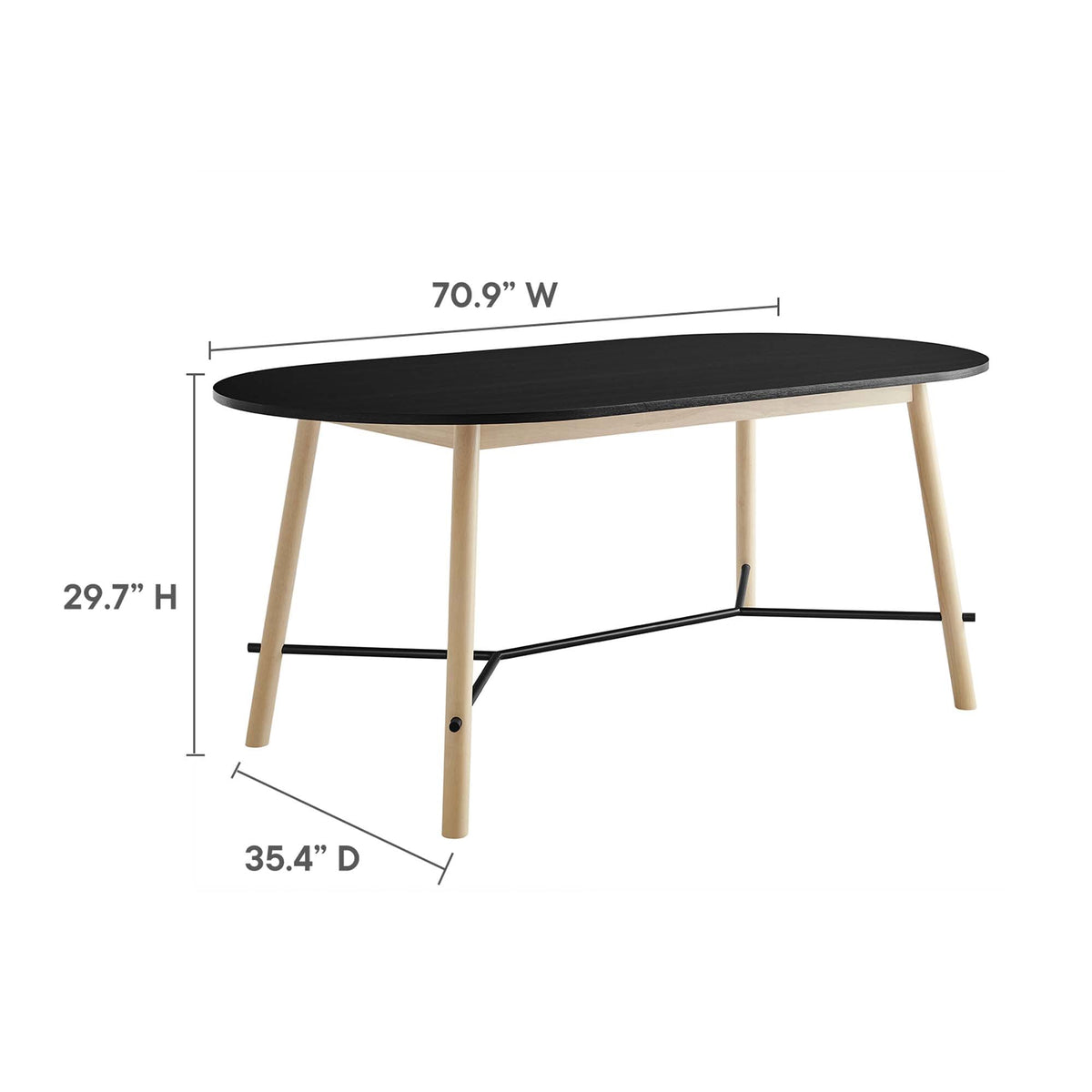 Infuse 71" Wood Grain Dining Table in Black Oak