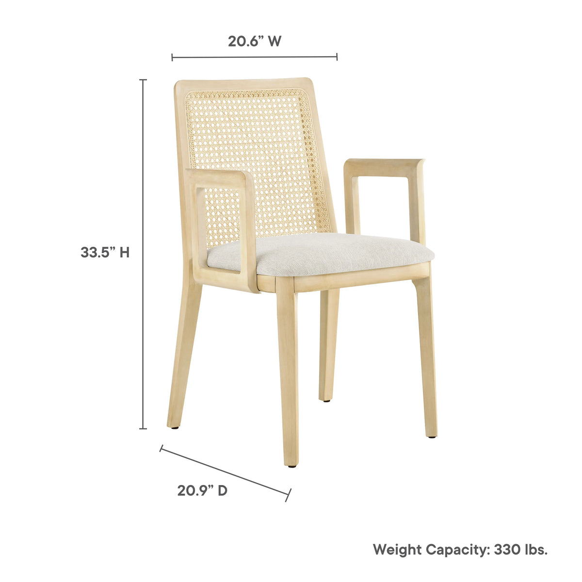 Monarch Wood and Rattan Dining Armchair