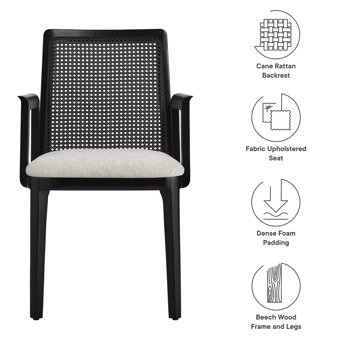 Monarch Wood and Rattan Dining Armchair
