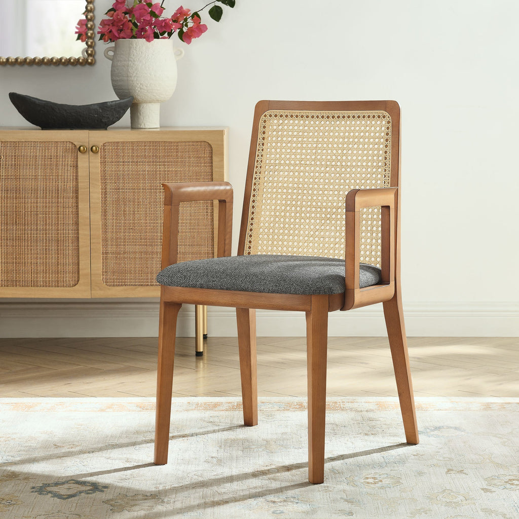 Monarch Wood and Rattan Dining Armchair