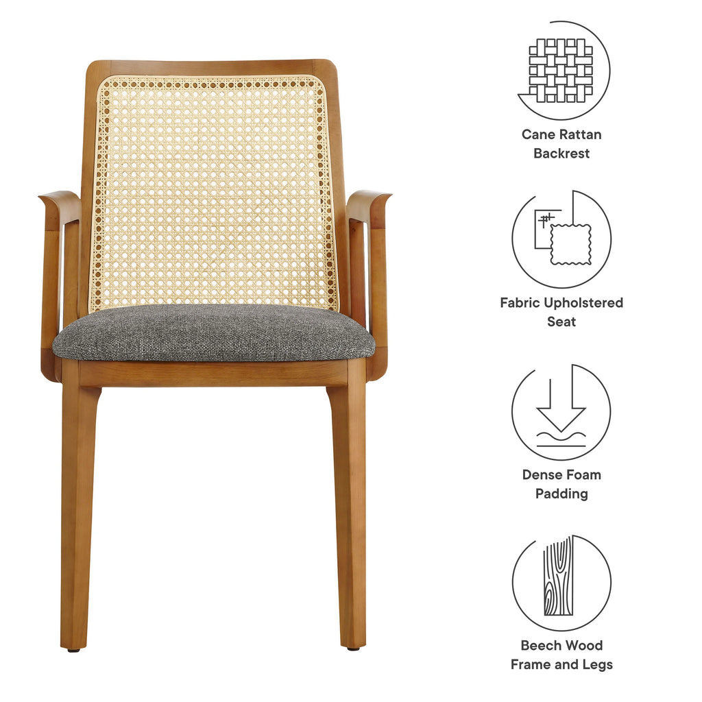 Monarch Wood and Rattan Dining Armchair